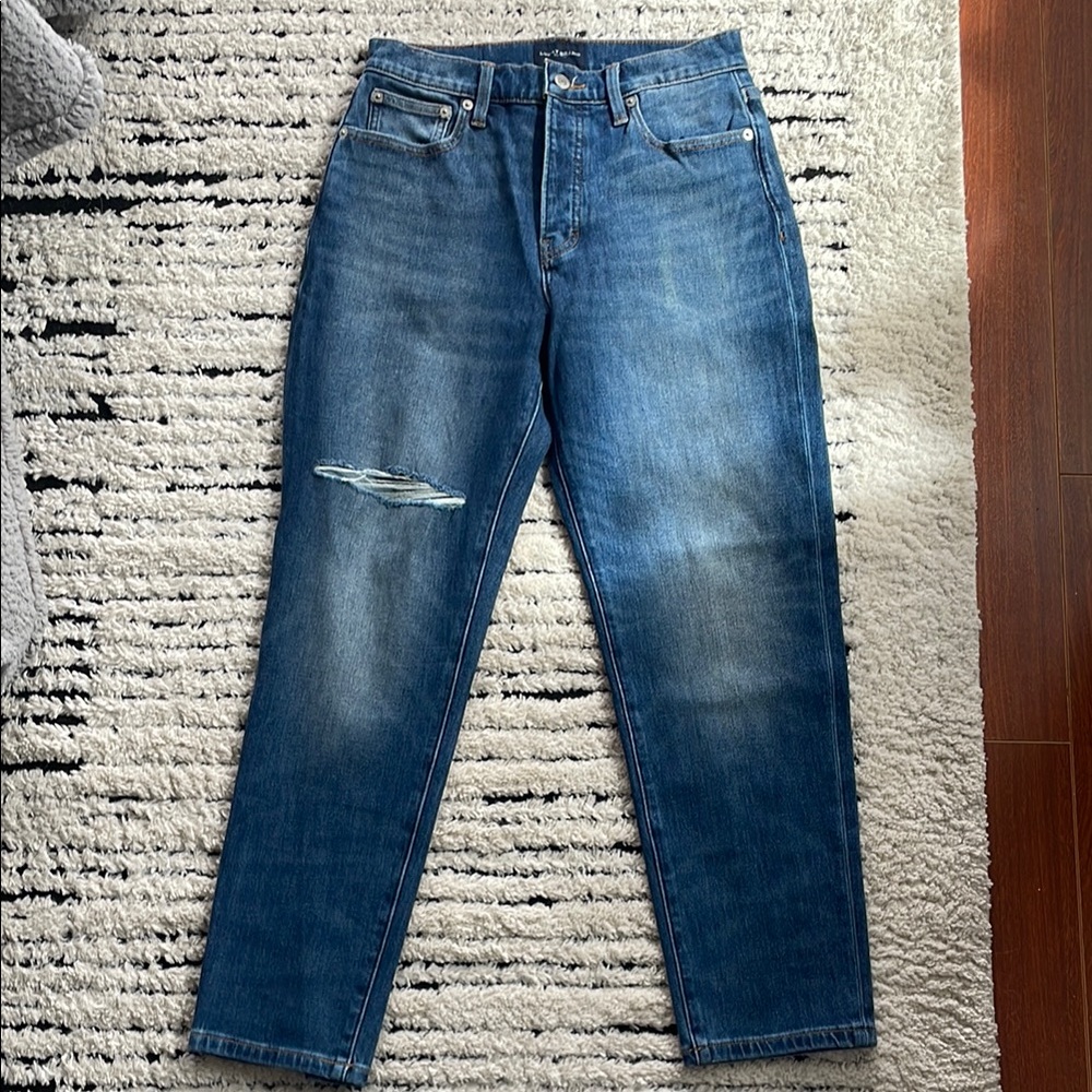 Lucky Brand Blue Straight Jeans with Distressed Details